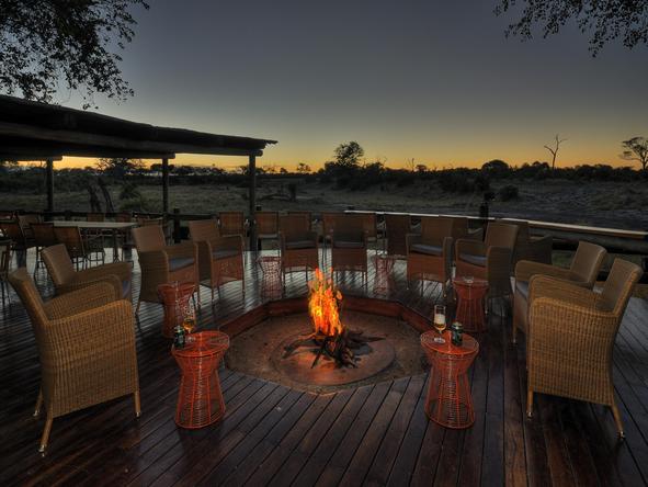 Savute Safari Lodge - campfire on deck