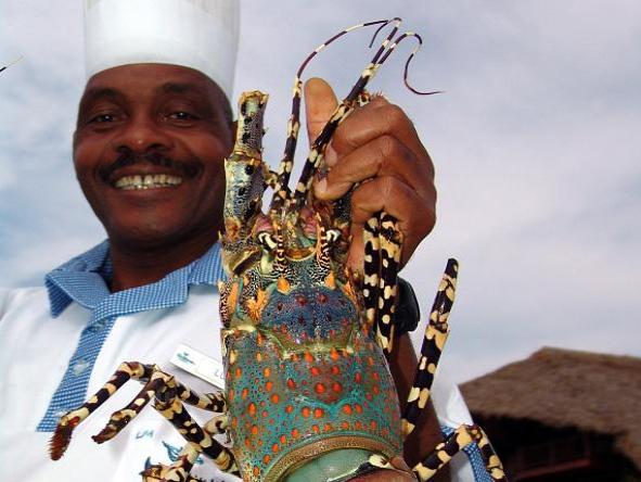 Medjumbe Private Island - crayfish for dinner