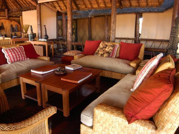 Chief's Camp - spacious safari-themed lounge