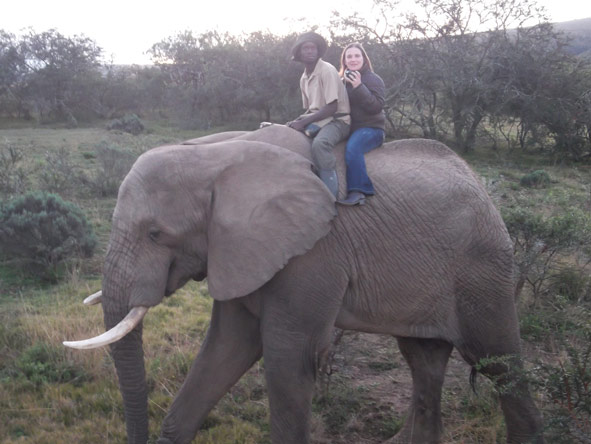 Anza Snyman - riding an elephant - bareback!