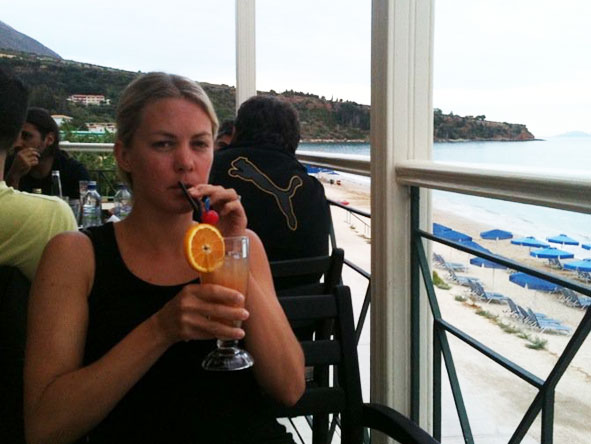 Lucy Copson - sipping on a tropical cocktail