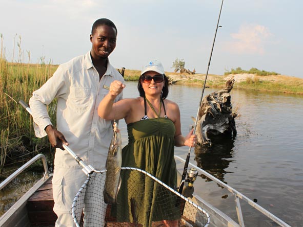 Sharlene Swart - fishing on the Chobe River in Namibia