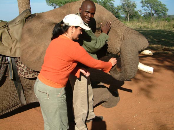 Sharlene Swart - meeting a friendly elephant