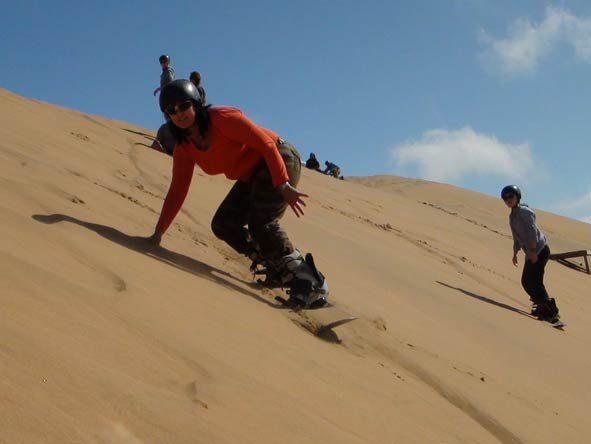 Sharlene Swart - sandboarding Namibia's biggest dunes