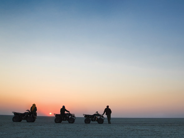 You'll appreciate the scale of the vast Makgadikgadi Pans while on an exciting quad biking expedition.