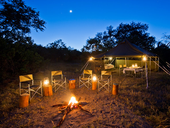 Vic Falls & Botswana Migration Safari - Campfire drinks